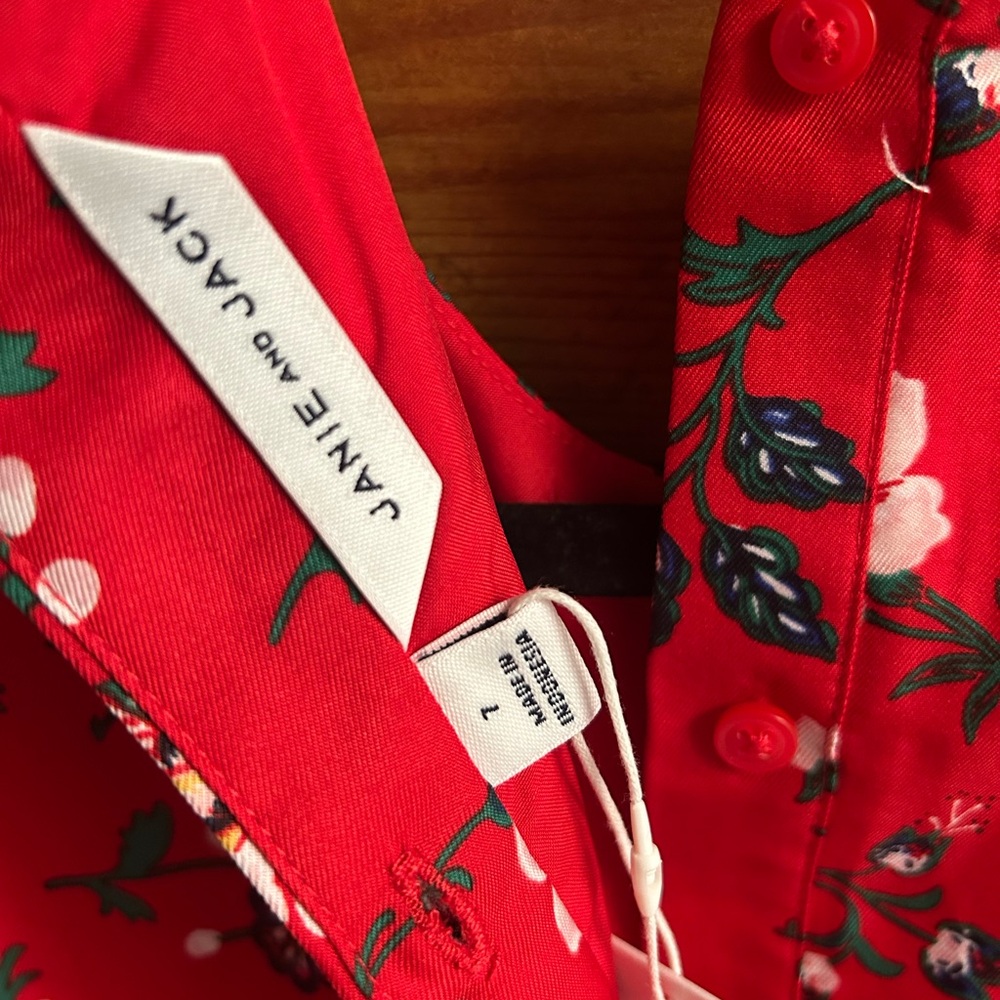 NWT Janie and Jack Girls Vibrant Red Floral Romper Size 7 - Picture 4 of 6